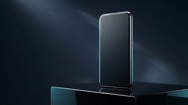 Modern smartphone product shot with dramatic lighting and sleek design on dark background