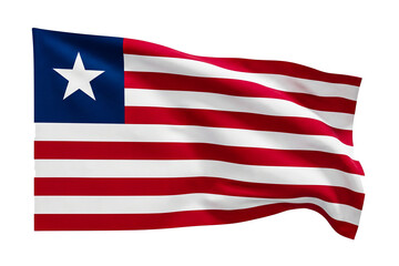 Obraz premium Liberia flag waving on transparent background, realistic 3d illustration, waving national flag.