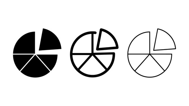 Vector Set of Pie Chart Icons for Data Visualization, Statistics, and Business Analytics Reports