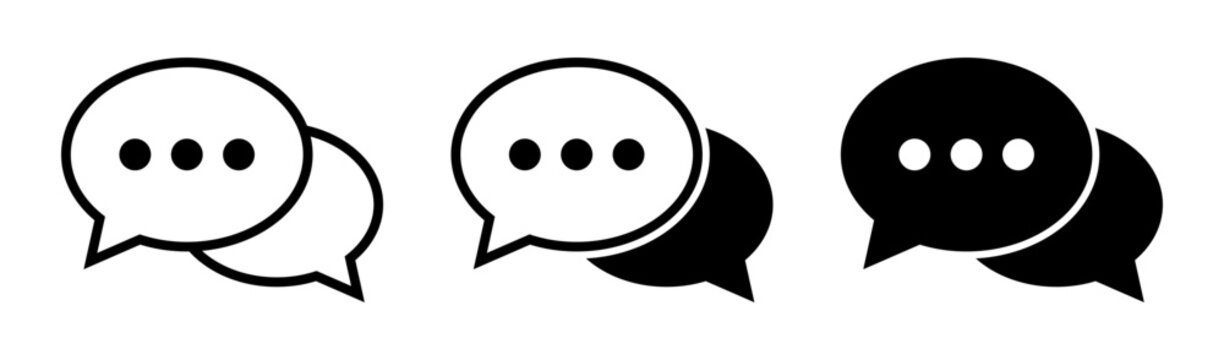 Chat Speech Bubble Icon Set in Outline and Solid Styles for Messages Conversation Comments and Customer Support