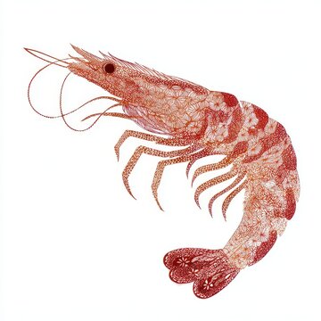 Red Shrimp Illustration With Dotted Texture Effect Isolated On A White Background