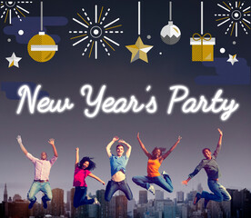 Naklejka premium New Year's Party Celebration Annual Festival Concept