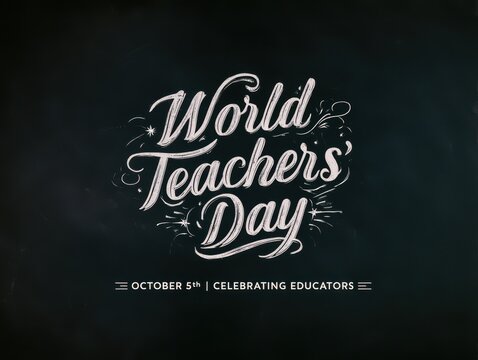 World teachers day elegant typography design on dark background