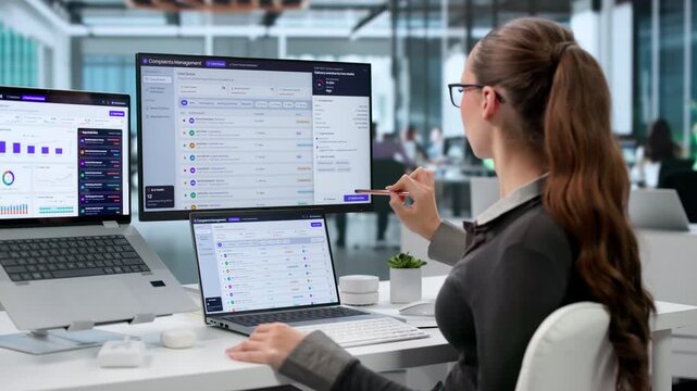 Customer Service Manager Analyzes Complaint Trends On Laptop