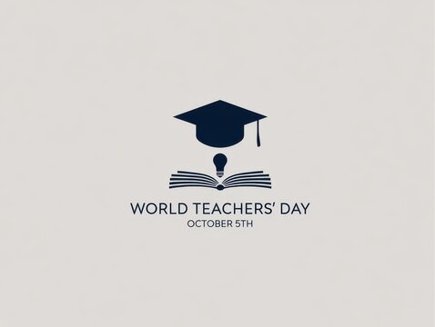 World teachers day illustration with graduation cap and open book