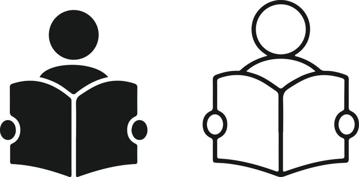 Person Reading Open Book Line Icon