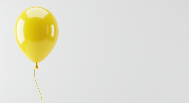 Yellow balloon floating against white background