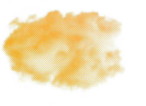 Abstract yellow halftone dot pattern isolated on a white background transparent background
