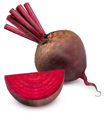 Fresh red beetroot with green leaf isolated on a white background, with clipping path, Perfect visual for healthy food marketing, detox juice branding, organic vegetable concepts, 