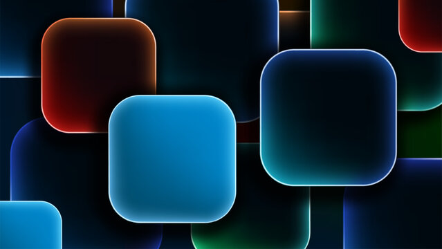 Abstract Glowing Glass Squares Background, Vector Illustration