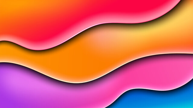 Vibrant Gradient Wavy Abstract Wallpaper, Vector Illustration