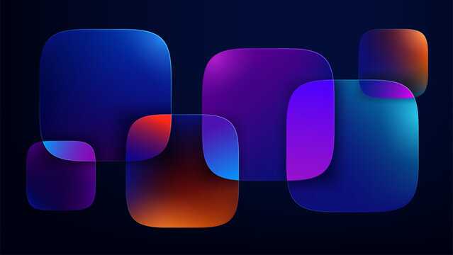 Abstract Glassmorphism Shapes Background, Vector Illustration