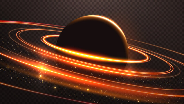 Abstract Glowing Planet with Light Rings, Vector Illustration