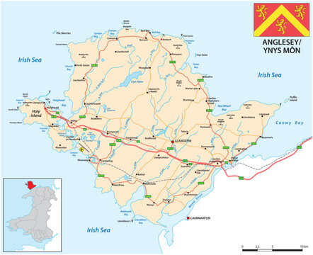 Map of the Welsh island of Anglesey