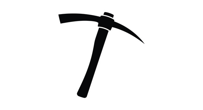 Pickaxe Silhouette On White Background A Mining Tool Illustration