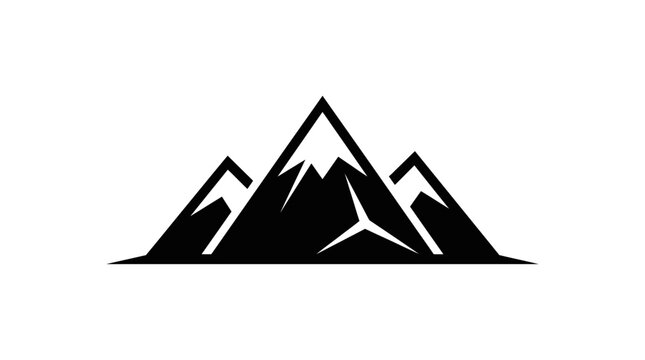 Sharp mountain peak silhouette landscape vector illustration.