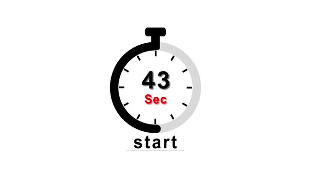 Abstract clock icon animation. 43 seconds timer symbol, isolated on black background, and creating a stunning 4k video.