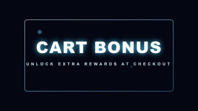 Cart bonus unlock extra rewards at checkout digital notification animation 4k