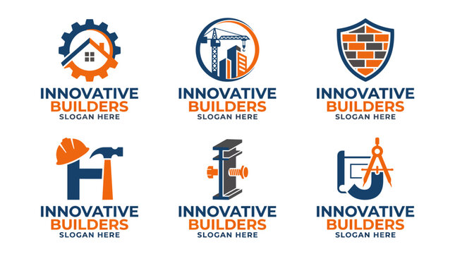 A diverse collection of builder logos reflecting various aspects of construction and design, emphasizing the innovative spirit in the building industry with modern aesthetics.