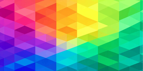 Fototapeta premium Abstract colorful geometric low poly background with vibrant rainbow polygon rhombic triangle pattern design