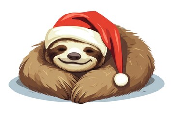 Fototapeta premium Sloth christmas drawing mammal.