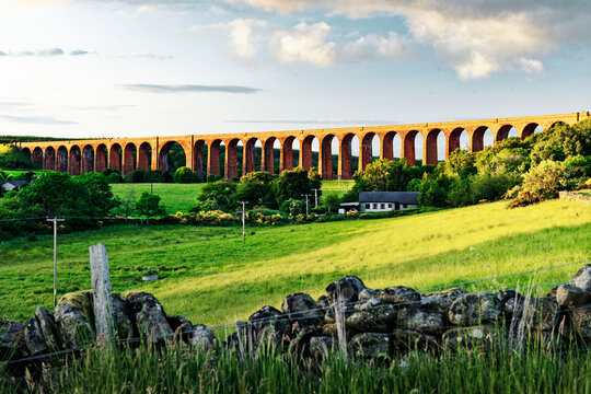 Culloden Viaduct aka Nairn Viaduct, Clava Viaduct, Culloden Moor Viaduct, rail bridge. Highland Main Line east of Inverness, UK. 29 span. Opened 1898