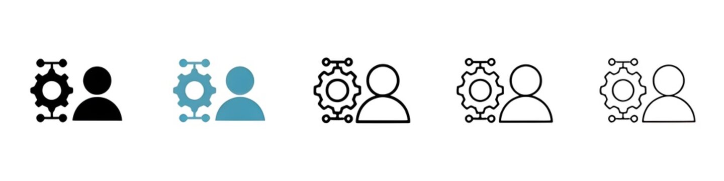 Big data scientist line icon set for UI designs. Thin line customizable illustration. Contour symbol. Vector isolated outline drawing. Editable stroke
