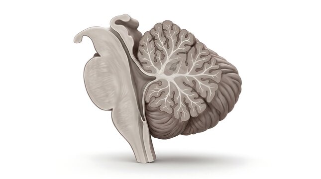 Anatomical cross section diagram of human cerebellum brain tissue structure