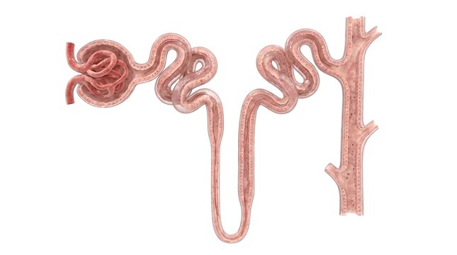 Microscopic view illustration of human kidney nephron and glomerulus structure