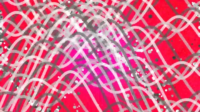 Abstract animation of layered wavy white and grey lines moving over a vibrant red background.