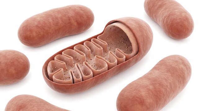 Cross section of a eukaryotic cell mitochondrion showing internal cristae structures