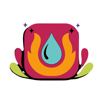 Abstract liquid drop and flame graphic