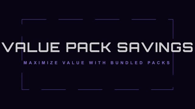 Value pack savings: maximize value with bundled packs marketing animation 4k