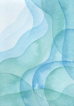 Abstract translucent blue watercolor background with copy space