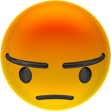 Angry yellow emoji face with furrowed brows and frowning mouth.
