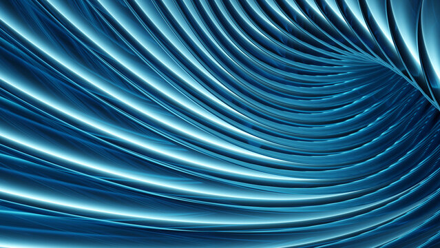 A blue ribbed chrome tunnel shows a hypnotic swirling pattern
