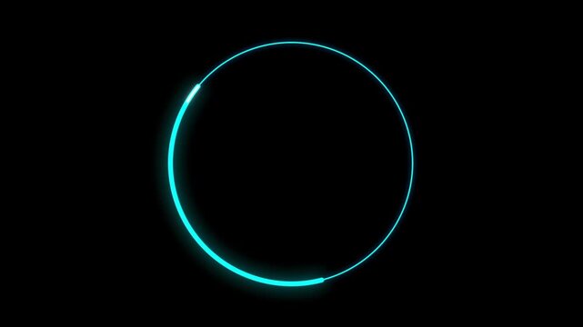 Modern blue glowing preloader and progress loading circle bar, black background