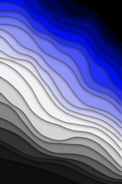 Abstract layered paper cut background shows blue and grey waves