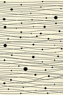 Abstract pattern features black lines and dots on a beige background