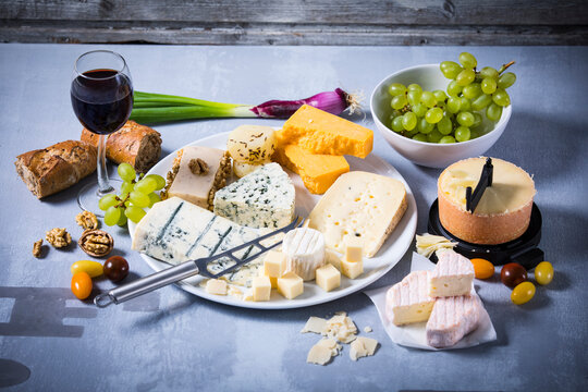 Cheese Platter, cheddar, tete de moine, gorgonzola, goat cheese, french sheep cheese, butter cheese, blue cheese, processed cheese with walnut, pepper cheese, hand cheese, gouda, parmesan