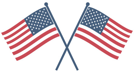 Fototapeta premium Two Crossed American Flags Vector Illustration On White Background flag