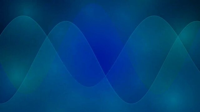 Blue abstract wave layers flow across a corporate background.