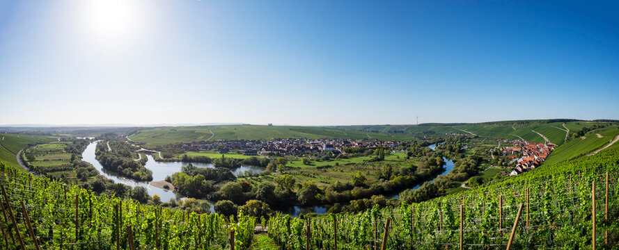 Germany, Lower Franconia, Main river loop near Volkach