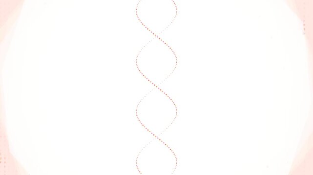 Abstract DNA double helix animation formed by colorful dots on a white background.