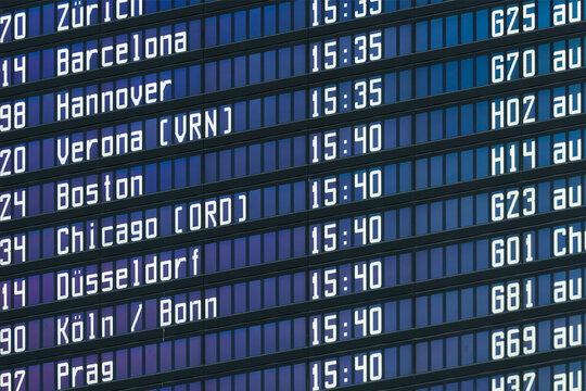 Germany, Arrival departure board at airport