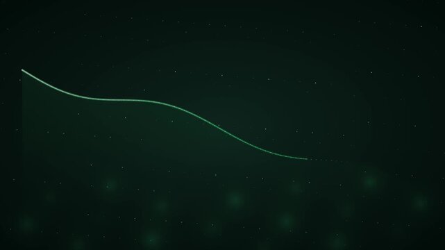 Animated Graph Line Drawing And Moving On Dark Green Background With Glowing Particles And Abstract Dots