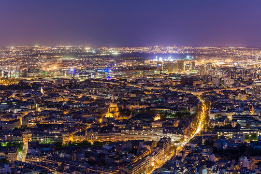 France, Paris, Illuminated city at night