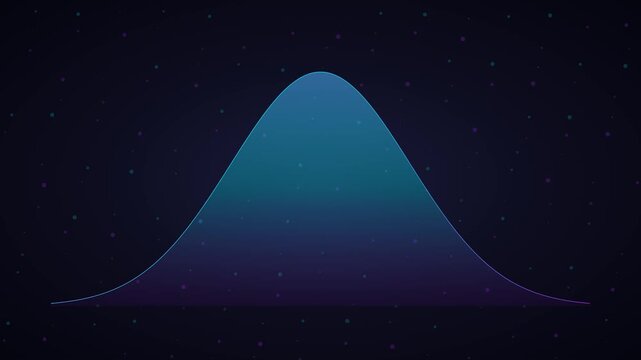 Growing Bell Curve Animation Illustrating Data Statistics And Normal Distribution On A Dark Blue Background