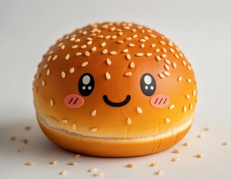 Smiling cartoon donut with sprinkles on top isolated on white background