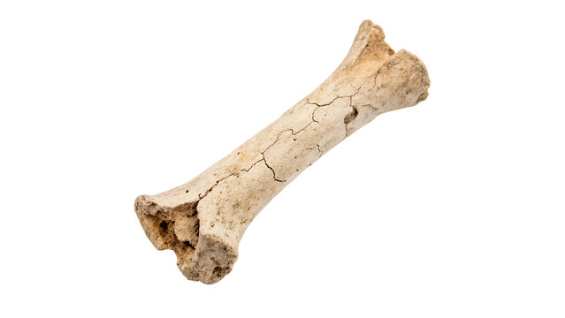 Single clean white animal bone specimen anatomy element isolated on a white background